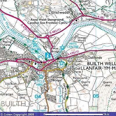 os map of Builth Wells
